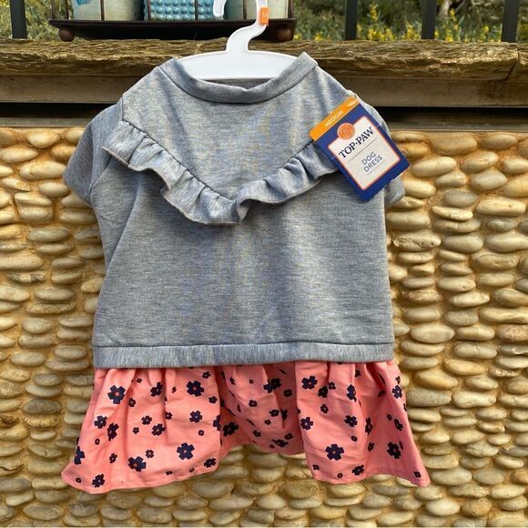 Top Paw Gray/Peach/Blue Floral Dress for Dogs. Size Medium. NWT! - Picture 1 of 5